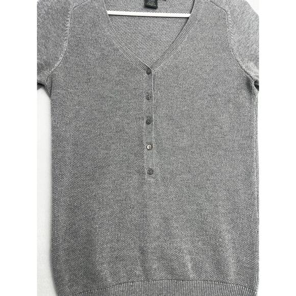 Eddie Bauer Popover Ribbed Knit Sweater Gray Short Sleeves Size XS Minimalist - Picture 6 of 12